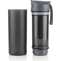 Arendo Trinkflasche Outdoor-Wasserfilterflasche 750 ml, Easy-Press, mit Karabiner, 1500 l, bis 99,99 % Viren/Bakterien, Mikroplastik & viele Chemikalien