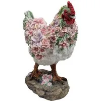 Fachhandel Plus Tierfigur Huhn mit Blumendekor stehend Henne Tierfigur Gartenfigur (1 St), zauberhafte Hühnerfigur