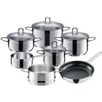 Silit Topf-Set Diamant, Edelstahl 18/10 (Set, 11-tlg., mit Dampfeinsatz), Silitherm-Allherdboden, induktionsgeeignet, spülmaschinengeeignet