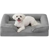 FEANDREA Tierbett Bezug abnehmbar, waschbar, rutschfest, Innenfutter wasserabweisend, Hundebett, erhöhter Rand, Noppenschaumstoff, M, 76 x 51 x 16 cm