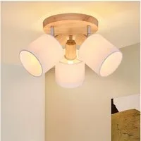 ZMH Deckenleuchte 3 Flammig E14 Deckenstrahler Vintage Deckenspot Schwenkbar, ohne Leuchtmittel, Stoffschrim Modern für Wohnzimmer Schlafzimmer Küche