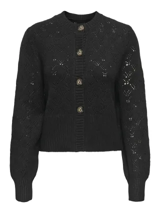 JDY - JDYAMANDA LIFE L/S O-NECK REV. CARDI KNT Black - Gr. - XL