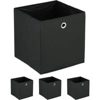 relaxdays Aufbewahrungsbox Schwarze Aufbewahrungsbox im 4er Set