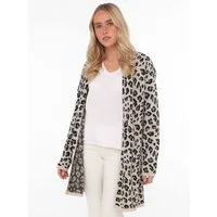 Zwillingsherz Cardigan "Classic Leo Uni" Animal-Muster, Langarm, ohne Verschluss, Midi-Länge