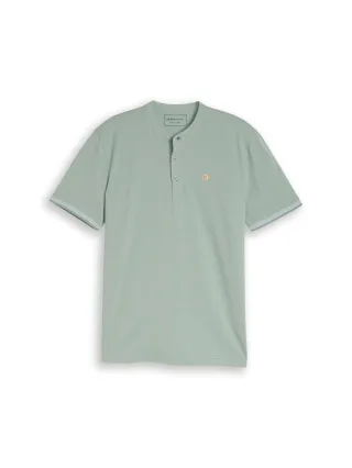 Denim Tom Tailor - Piqué Poloshirt mit Stehkragen green mist - Gr. - S