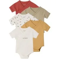 vertbaudet Body Baby Wickelbodys mit Traktormotiv, Bio-Baumwolle 5er-Pack