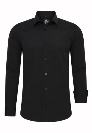 Rusty Neal Overhemd Slim Fit Schwarz