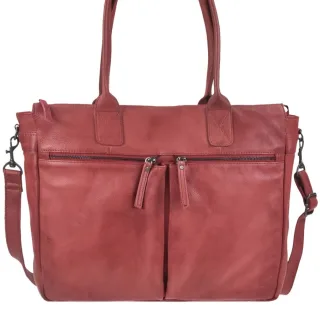 Bear Design Shopper Damen Leder Notebookfach Binni rot | Callisto Pelle