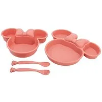 Disney Minnie Mouse Kinderbesteck Kindergeschirr-Set 4-teilig – Teller, Schale & Besteck in Geschenkbox (4-tlg)