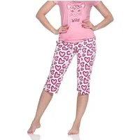 Normann Pyjama Normann Damen kurzarm Capri Pyjama im Animal Print–auch in Übergröße