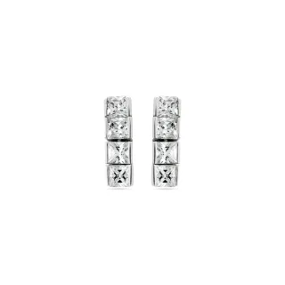 Luxenter Ohrringe aus 925er Sterlingsilber mit funkelndem Zirkonia, rhodiniert – Riviere