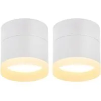 ZMH LED Deckenstrahler Weiß Rund 3000K 5W GX53 Deckenlampe Acryl Wohnzimmer 2-er Set, Augenschutz, LED fest integriert, Warmweiß, 5101 LM Kleine Aufbaustrahler für Flur Schlafzimmeer