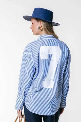 Colourful Rebel - Talia Striped Blouse white/blue - Gr. - M