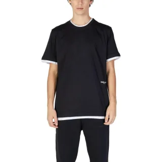 Doppellagiges T-Shirt Schwarz