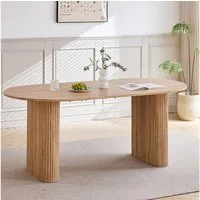 GrandCA HOME Esstisch Ovaler Esstisch im modernen Stil mit Holzmaserungs-Finish (1-St), aus MDF, 180 x 90 cm, hellbraun