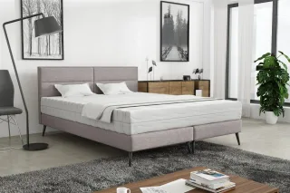 Polsterbett Doppelbett BERGAMO 140x200cm Komplettset Stoff Gemma Hellgrau