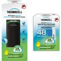 ThermaCell Insektenabwehrgerät Mückenabwehr Protect, schwarz-grün + Nachfüllpackung 48 Stunden