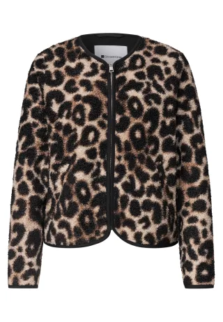 Street One - Teddy-Jacke mit Rundhals und Print Black - Gr. - 36