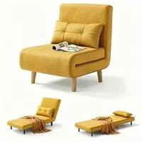 Blishom Relaxsessel Schlafsessel 3 in 1, Klappsessel mit verstellbarer Rückenlehne, Einzel Schlafsofa mit Kissen, platzsparende Gästeliege