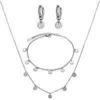 Kim Johanson Schmuckset Mond (Set, 3-tlg., Inkl. Schmuckbox), Kette, Armband & Fußkette mit Plättchen