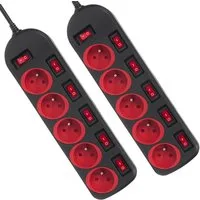 Maclean MCE204 Farbenfroh 5‑fach 1,5 m Kabel (Typ E) Steckdosenleiste 5-fach (Ein- / Ausschalter, separate Ein- / Ausschalter, Schalterbeleuchtung, Kindersicherung, Kabellänge 1.5 m), mit separaten Schaltern LED‑Beleuchtung