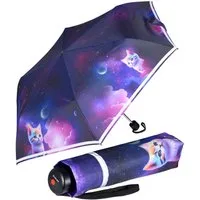 Knirps® Taschenregenschirm Kinderschirm 4Kids reflective mit Katzen, für Sicherheit auf dem Schulweg