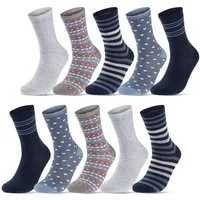 sockenkauf24 Basicsocken 10 Paar Damen Socken Mehrfarbig Streifen Punkte (34977/2, 39-42) Herzen Maritim Baumwolle