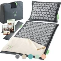 BACKLAxx® Akupressurmatte Set "Original" - Akupunkturmatte mit Stacheln (5-tlg. Akupressur Set, inkl. Akupressurmatte - & Kissen, Lendenkissen, Tragetasche & Tuch), Matte mit 9.600 Spitzen, Kissen mit 3.168 Spitzen