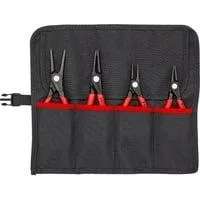 Sicherungsringzangen-Set Ø 12 - 60mm, 4-teilig rot, 4x gerade Spitzen, in Rolltasche