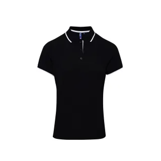 Premier Womens/Ladies Contrast Coolchecker Polo Shirt (Schwarz/Weiß)