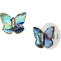 Fossil Paar Ohrstecker Schmuck Edelstahl Ohrringe Sutton Schmetterling, mit Glasstein - mit Abalone-Perlmutt