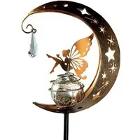 Minicloss LED Solarleuchte Solar-Gartenornamente, Solar-Lichterkette für den Außenbereich, Mond, Stern, Knisterglaskugel, Erdspieß, Metallleuchten, wasserdichte