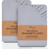 NatureMark Spannbettlaken 2er-Set Mikrofaser Spannbetttuch, Polyester, Gummizug: rundum, (2 Stück), grau)