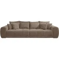 luma-home Big-Sofa 15174, XXL-Couch B306/T134/H86 cm, Liegefläche 120x240 cm mit Federkernpolsterung, viele Kissen, markante Steppungen, Cordstoff Braun Taupe