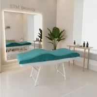STM Company Massageliege Memory Foam Wellenmatratze für Kosmetikliege (180x60 cm / 190x70 cm, mit Veloursbezug), Anatomischer Lash Topper für Wimpern, PMU & Kosmetik