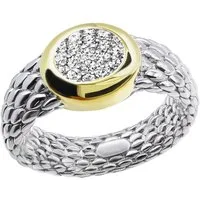Firetti Fingerring Schmuck Geschenk Silber 925 Damenring Ring Milanaise Solitär bicolor, mit Zirkonia (synth)