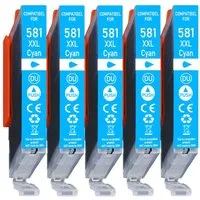 Druckerparadies 5er Sparpack Cyan für Canon 581 XXL Druckerpatronen Tintenpatrone (5-tlg., TS6150 TS6151 TS6240 TS6241 TS6250 TS6251 TS6350 TS6351 TS705)