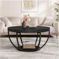 Tribesigns Couchtisch Runde Kaffeetisch Beistelltisch, Industrial 2-Tier-Kreis Couchtisch