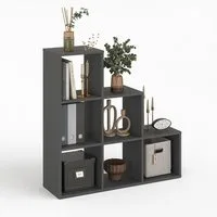 KOMTO Bücherregal Vexo Treppenregal Stufenregal - Raumteiler Regal mit 6 Fächern, Bookshelf Würfelregal 30x30 cm