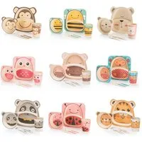 all Kids United Kindergeschirr-Set Kindergeschirr-Set –5-teilig mit Tiermotiv Geschirrset Kinder BPA-frei (5-tlg), ungiftig, Becher, Schüssel, Teller, Löffel & Gabel