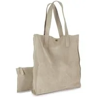 Elbsand Schultertasche Shopper, Ledertasche, Handtasche, Tragetasche, Damentasche, aus weichem Veloursleder