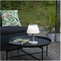 MARELIDA LED Außen-Tischleuchte LED Solar Tischleuchte H: 28cm 3 Helligkeitsstufen für Terrasse Balkon, LED Classic, warmweiß (2100K bis 3000K)
