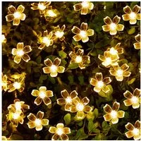 Salcar LED Solarleuchte 5m Solar-Lichterkette mit 20 Kirschblüten Außen Solar Gartenleuchte, 2-Leuchtmodi, Warmweiß