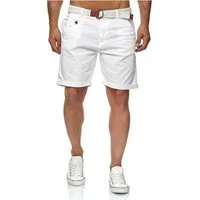 INDICODE Shorts Herren kurze Hose mit Gürtel - Conor - Aus Baumwolle - Regular Fit Freizeithose - Sportlich eleganter Look - Bequemes Stretch Material