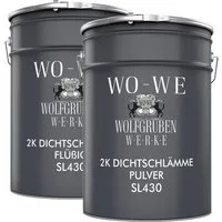 WO-WE Dichtungskitt 2K Dichtschlämme Schwimmbad Abdichten Bodenbeschichtung SL430, Zum Anrühren, (Set), 5-20Kg, Grau