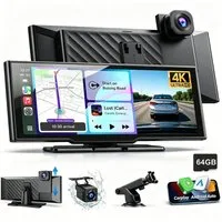 ESSGOO 10,26 / 11,3 Zoll 4K+1080P Carplay Android Auto BT Dashcam Autoradio Dashcam (HD, Tragbar Autoradio Rückfahrkamera IPS Touchscreen GPS Navi FM AUX)