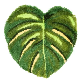 Knüpf-Formteppich "Monstera-Blatt", 55 x 57 cm