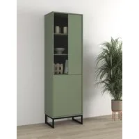 OTTO home Vitrine Loft, Höhe 180 cm, moderne Standvitrine mit 2 Türen, Metallkufen Hochschrank mit viel Stauraum, Glastür und verstellbaren Einlegeböden