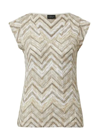 s.Oliver BLACK LABEL - T-Shirt mit Muster beige - Gr. - 36