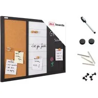ALLboards Magnettafel 3-in-1-Kombitafel: Whiteboard, Kreide (magnetisch) und Kork, 60×40 cm